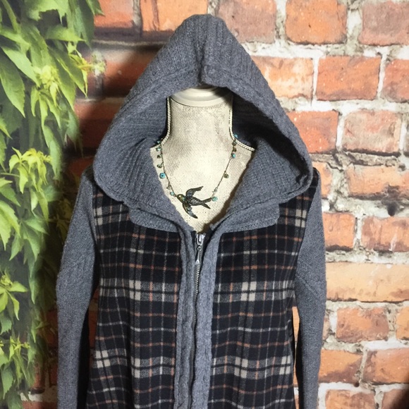 Anthro Anthropologie Moth Plaid Hoodie Jacket S - Picture 2 of 8